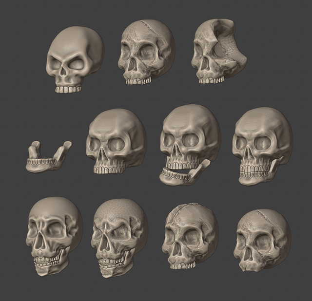 Voy Forges Human Skulls resin details — 30 loose skulls included in Battlefield Basing Kit