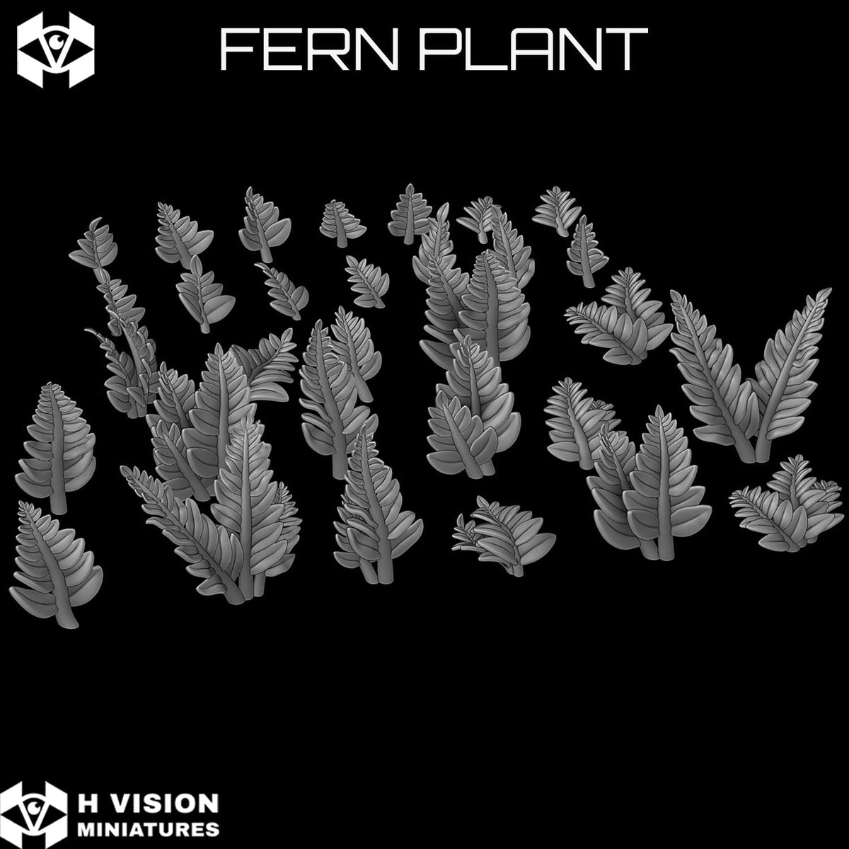 H Vision Forest Floor Plants example — resin fern detail included in Woodland Deluxe Basing Kit H Vision Edition