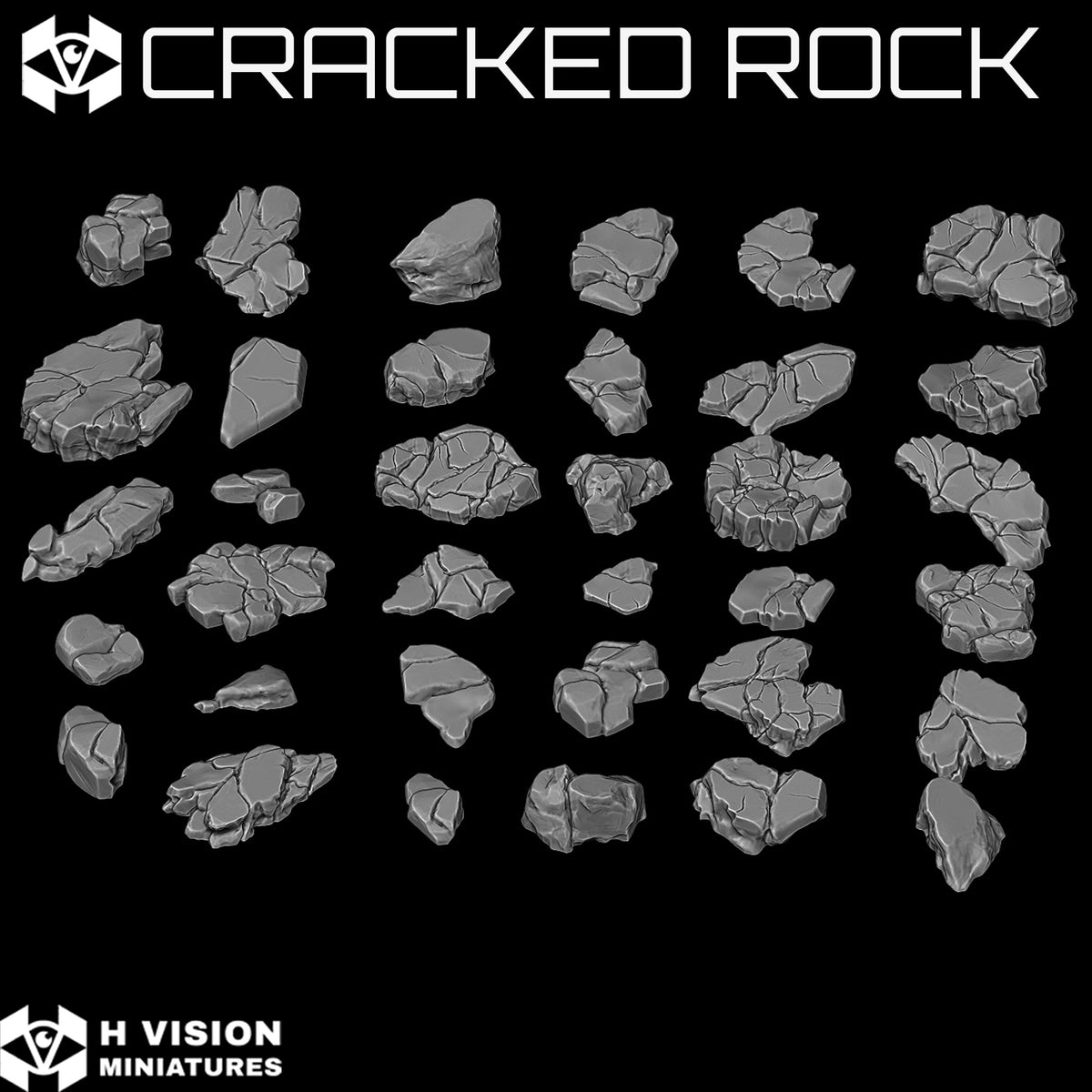 Official H Vision Miniatures Cracked Rock render 2