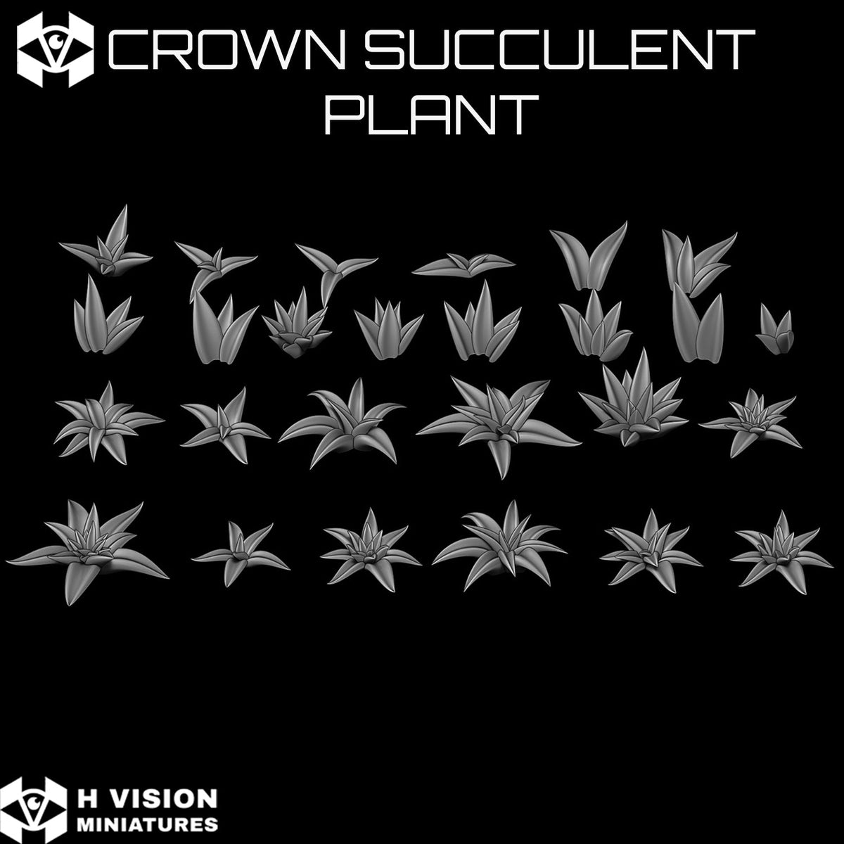 Official H Vision Miniatures render of Crown Succulent Plant, included in Desert Succulents themed pack