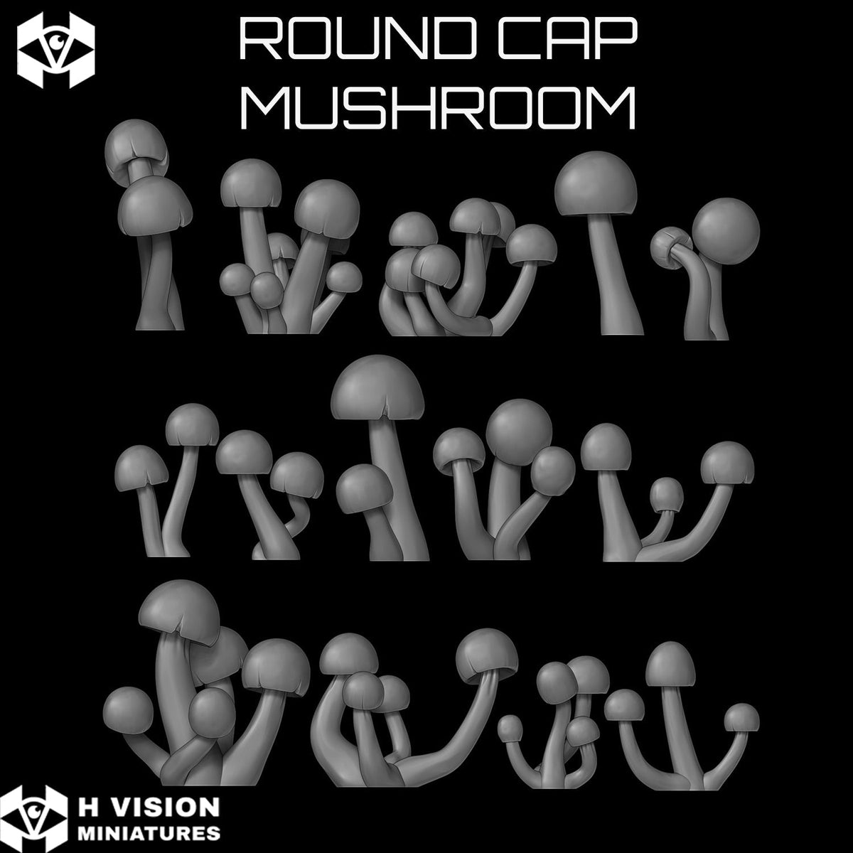 H Vision Round Cap Mushrooms, one of the eight designs included