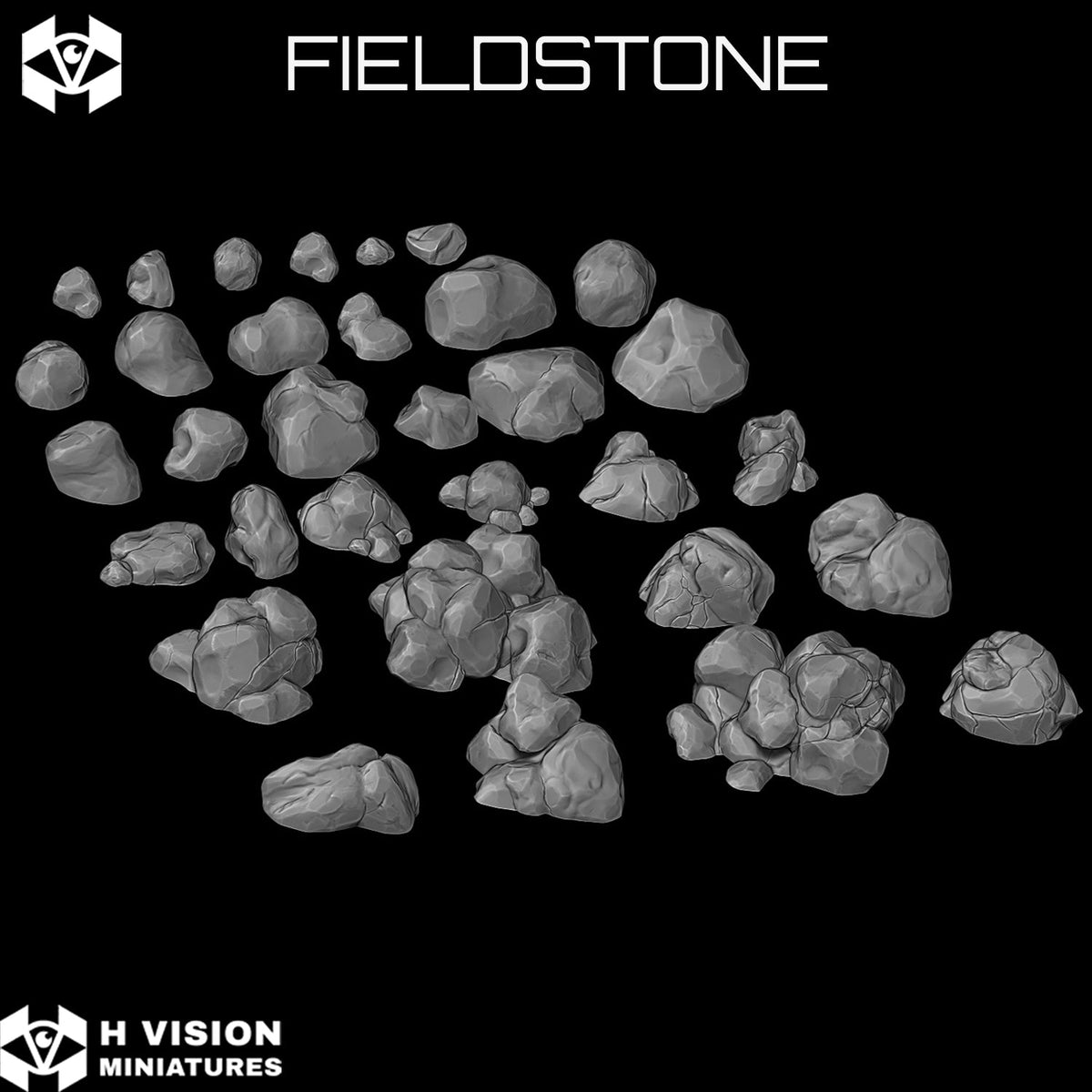 Official H Vision Miniatures render of Fieldstone, included in Natural Rocks themed pack