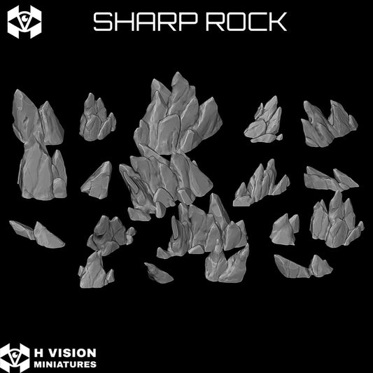 Official H Vision Miniatures render of Sharp Rock, included in Jagged Rocks themed pack