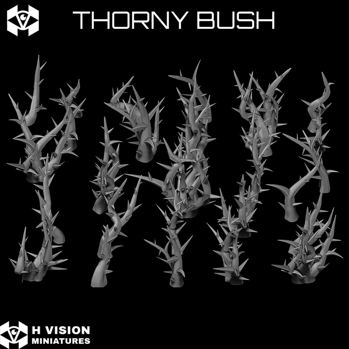 Official H Vision Miniatures render of Thorny Bush, included in Woodland Bushes themed pack