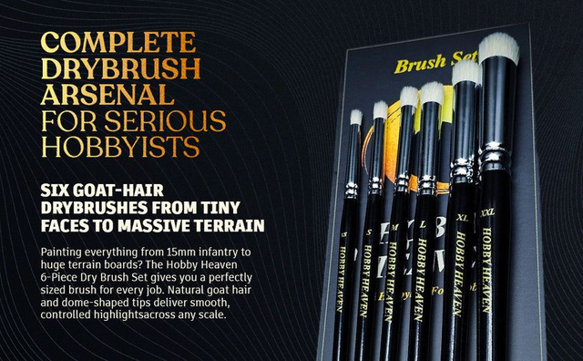 Hobby Heaven 6-Piece Dry Brush Set - XS to XXL