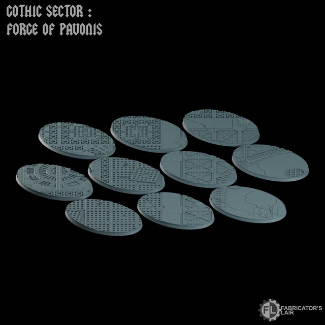 Grimdark Industrial Scenic Bases – 105×70mm oval