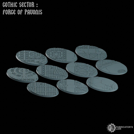 Grimdark Industrial Scenic Bases – 105×70mm oval